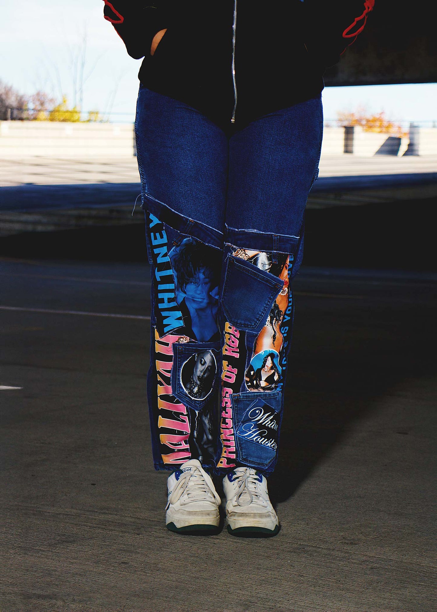 Upcycled patchwork denim pants