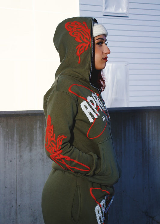 Green Apricity Zip Up Hoodie